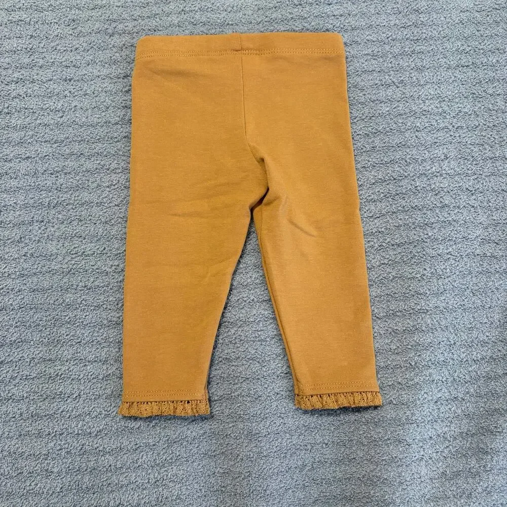 Carter’s-Girl-3 Months-Set-White Cardigan/Mustard Yellow Pants, Knit, Ruffle